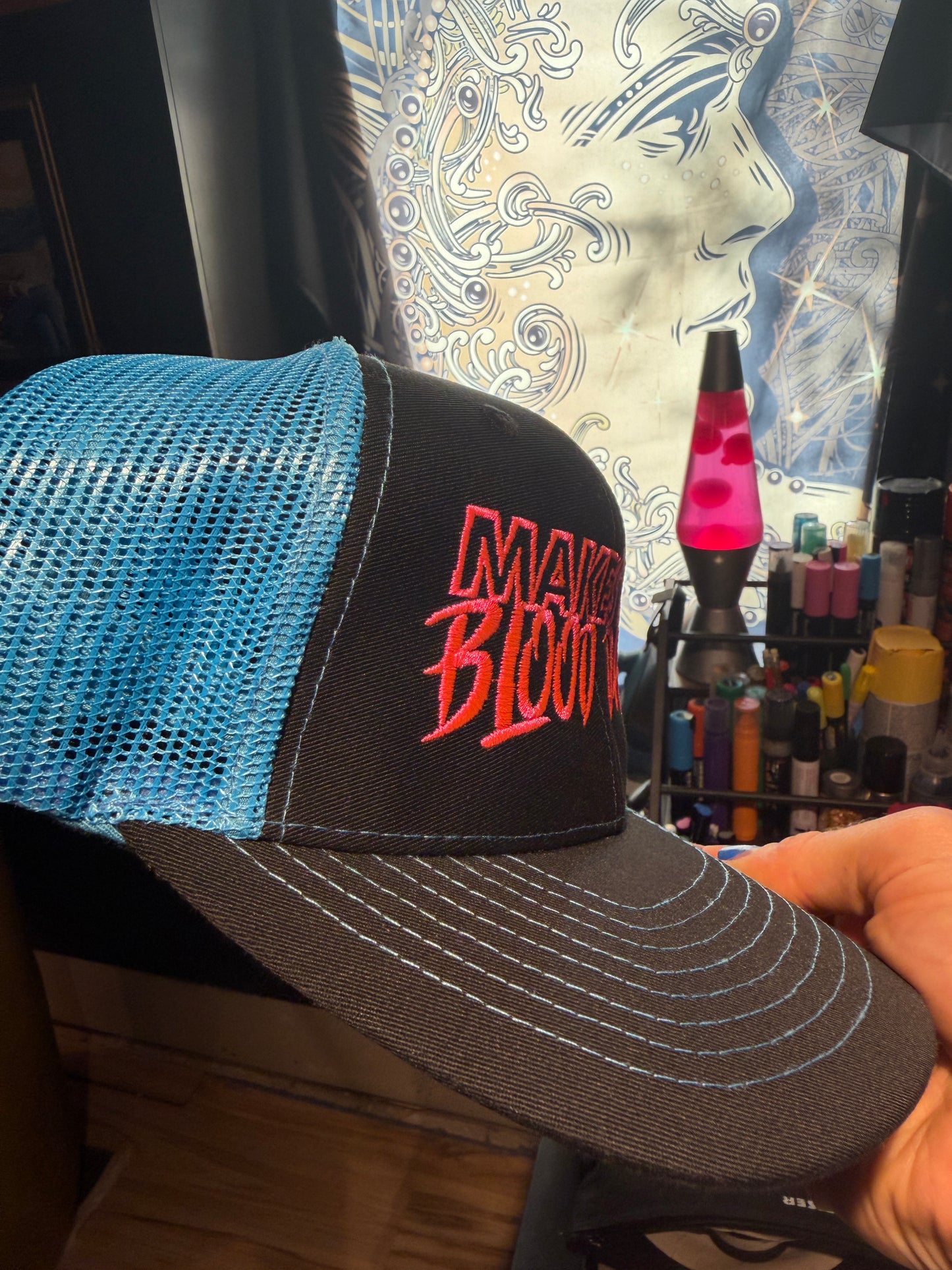MMBD Blue Mesh & Black Cap Trucker Hat