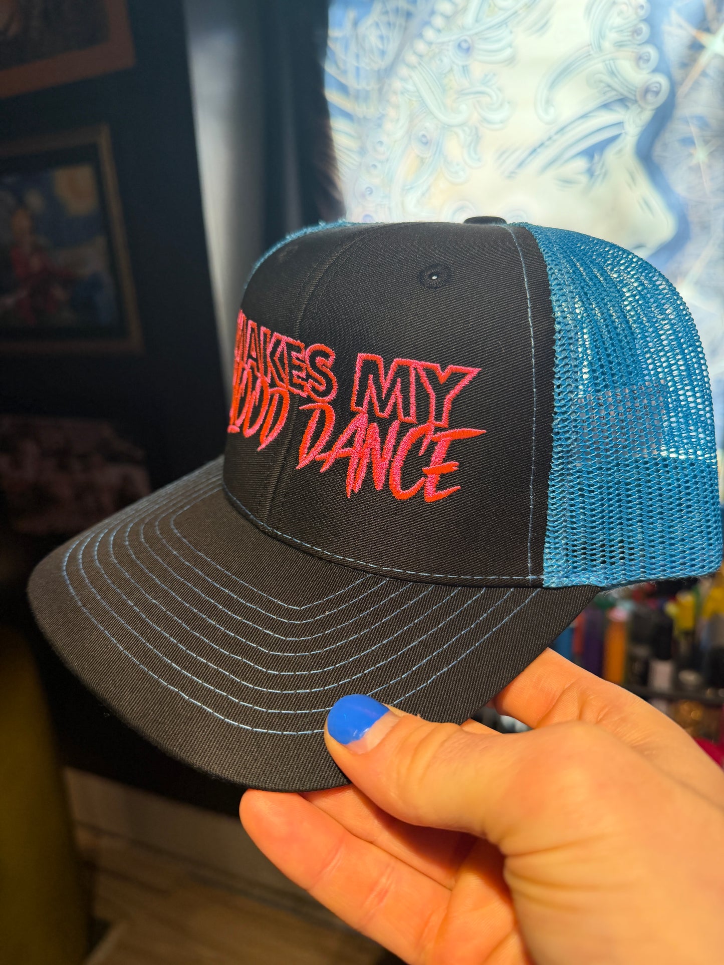 MMBD Blue Mesh & Black Cap Trucker Hat