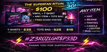 SUPERFAN RITUAL BUNDLE:  Any Shirt + One Item + Tote Bag + Poster
